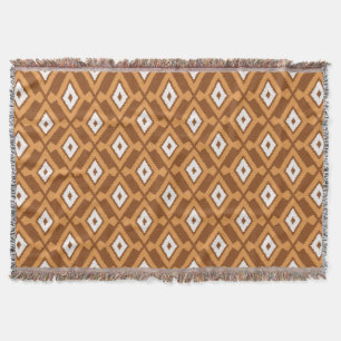Ikat Pattern - Brown, Rust and Cream Deken