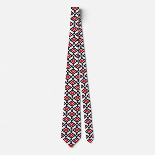 Ikat Pattern - Donkerrood, zwart en wit Stropdas (Voorkant)