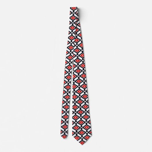 Ikat Pattern - Donkerrood, zwart en wit Stropdas (Achterkant)