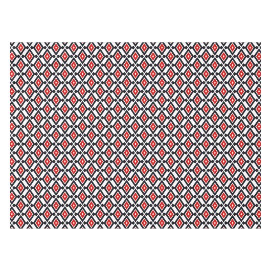 Ikat Pattern - Donkerrood, zwart en wit Tafelkleed (Voorkant (Horizontaal))