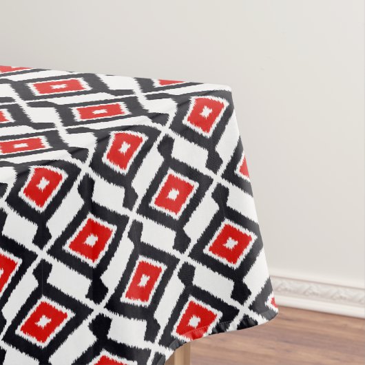 Ikat Pattern - Donkerrood, zwart en wit Tafelkleed (Voorbeeld)