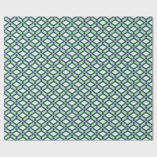 Ikat Pattern - Green, Indigo Blue en White Cadeaupapier (Vlak)