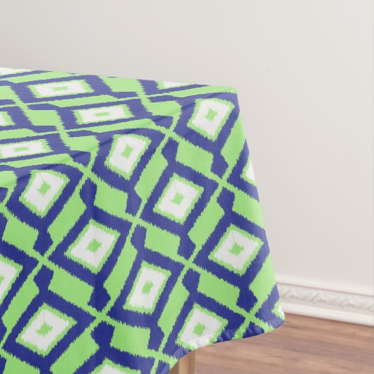 Ikat Pattern - Green, Indigo Blue en White Tafelkleed (Voorbeeld)