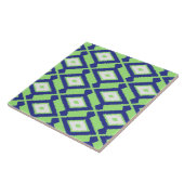 Ikat Pattern - Green, Indigo Blue en White Tegeltje (Zijkant)