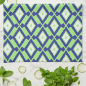 Ikat Pattern - Green, Indigo Blue en White Theedoek (Gevouwen)