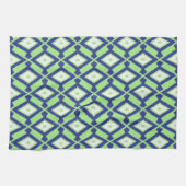 Ikat Pattern - Green, Indigo Blue en White Theedoek (Horizontaal)