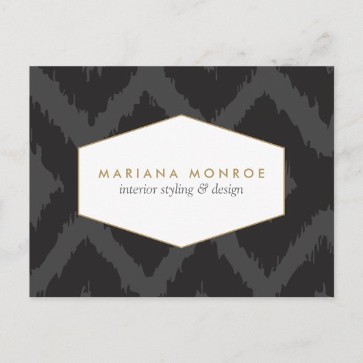 Ikat Pattern in Donkergrijs Designer Briefkaart (Voorkant)
