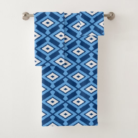 Ikat Pattern, Indigo and Denim Blue Bad Handdoek (Insitu)