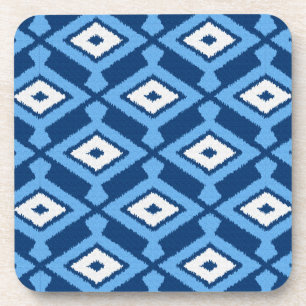 Ikat Pattern, Indigo and Denim Blue Bier Onderzetter