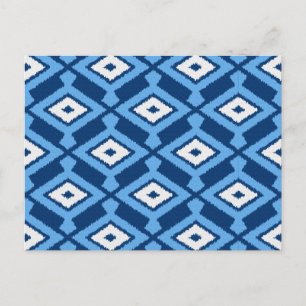 Ikat Pattern, Indigo and Denim Blue Briefkaart