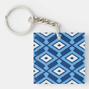 Ikat Pattern - Indigo and Denim Blue Sleutelhanger