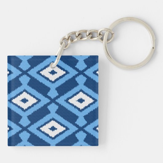 Ikat Pattern - Indigo and Denim Blue Sleutelhanger (Achterkant)