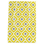 Ikat Pattern Monogrammed Yellow and Grey Diamonds Medium Cadeauzakje (Achterkant)