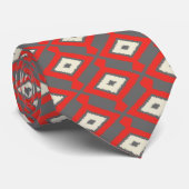 Ikat Pattern - Red, Grey and Beige Stropdas (Opgerold)