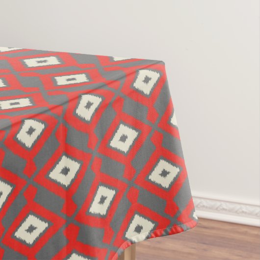 Ikat Pattern - Red, Grey and Beige Tafelkleed (Voorbeeld)