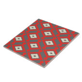 Ikat Pattern - Red, Grey and Beige Tegeltje (Zijkant)