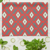 Ikat Pattern - Red, Grey and Beige Theedoek (Gevouwen)
