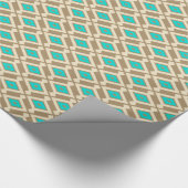Ikat Pattern - Turquoise, Taupe en Beige Cadeaupapier (Hoek)