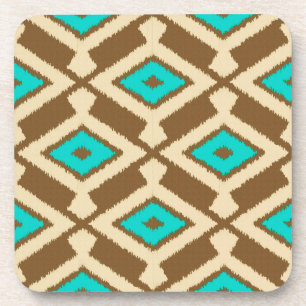 Ikat Pattern - Turquoise, Taupe en Beige Drankjes Onderzetter