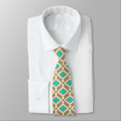 Ikat Pattern - Turquoise, Taupe en Beige Stropdas (Gebonden)
