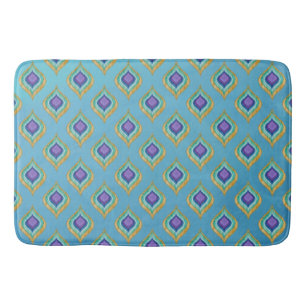 IKAT Peacock Feather Pattern Ombre Wash Background Badmat