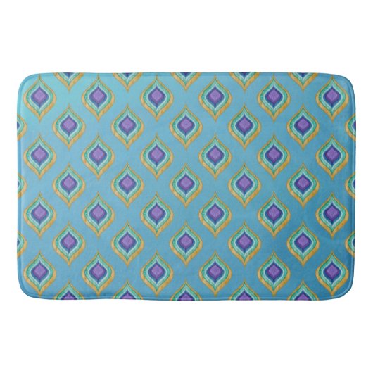 IKAT Peacock Feather Pattern Ombre Wash Background Badmat (Voorkant)