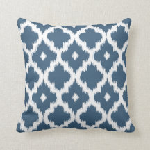 Ikat Quatrefoil Patroon Dark Denim Blue