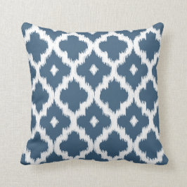 Ikat Quatrefoil Patroon Dark Denim Blue Kussen