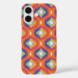 Ikat Series Ogee blauw-Sinaasappel iPhone 16 Hoesje