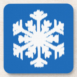 Ikat Sneeuwvlok - Kobaltblauw en wit Bier Onderzetter