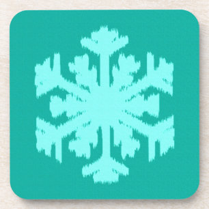 Ikat Sneeuwvlok - Turquoise en aqua Onderzetter