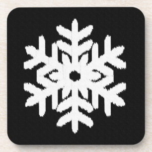 Ikat Sneeuwvlok - Zwart en wit Bier Onderzetter