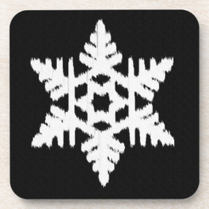 Ikat Sneeuwvlok - Zwart en wit Bier Onderzetter