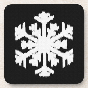 Ikat Sneeuwvlok - Zwart en wit Drankjes Onderzetter