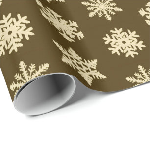 Ikat-sneeuwvlokken - Beige en chocoladebruin Cadeaupapier