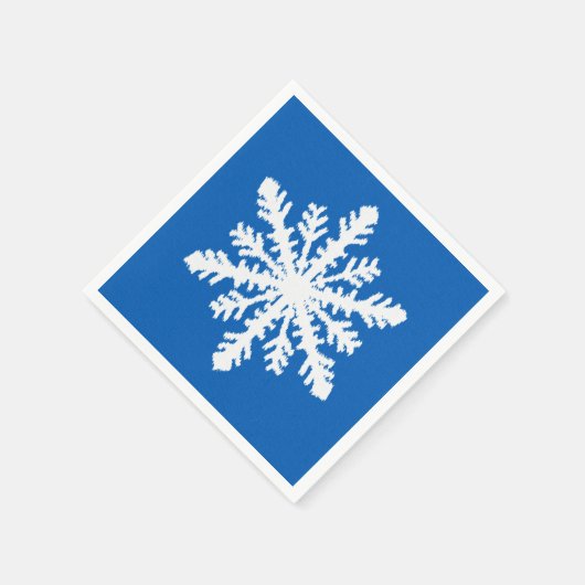 Ikat Snowflake 1 van 4 - Kobalt blauw en wit Servet (Hoek)