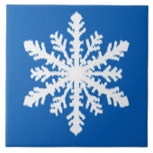 Ikat Snowflake 1 van 4 - Kobalt blauw en wit Tegeltje (Voorkant)