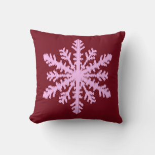 Ikat Snowflake - Burgundy Wine en Roze Kussen