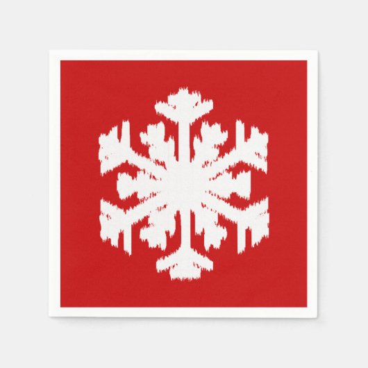 Ikat Snowflake - Donkerrood en wit Servet (Voorkant)