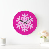 Ikat Snowflake - Fuchsia and ice roze Grote Klok (Huis)