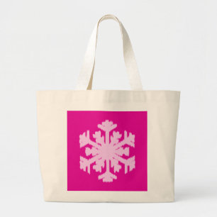 Ikat Snowflake - Fuchsia and ice roze Grote Tote Bag
