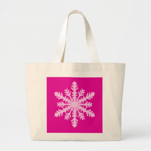 Ikat Snowflake - Fuchsia and ice roze Grote Tote Bag