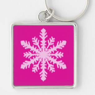 Ikat Snowflake - Fuchsia and ice roze Sleutelhanger