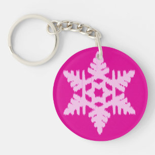 Ikat Snowflake - Fuchsia and ice roze Sleutelhanger