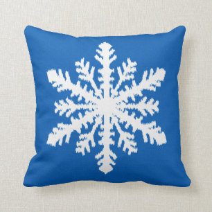 Ikat Snowflake - Kobalt blauw en wit Kussen
