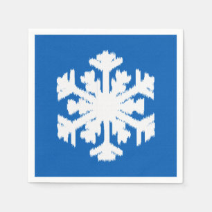 Ikat Snowflake - Kobalt blauw en wit Servetten