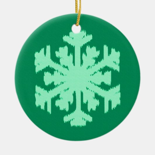 Ikat Snowflake - Pine- en muntgroen Keramisch Ornament (Voorkant)