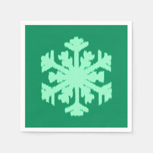 Ikat Snowflake - Pine- en muntgroen Servet