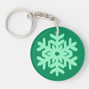 Ikat Snowflake - Pine- en muntgroen Sleutelhanger