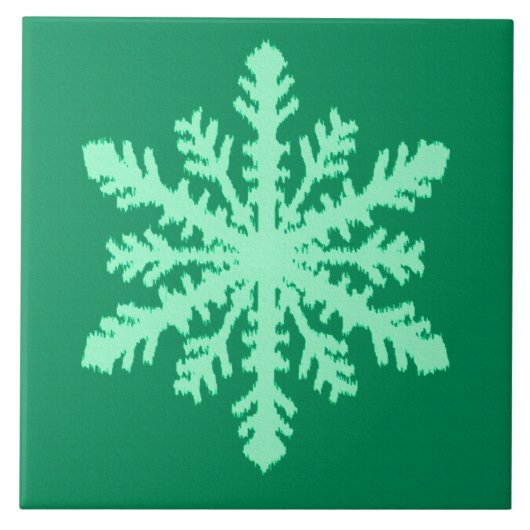 Ikat Snowflake - Pine- en muntgroen Tegeltje (Voorkant)